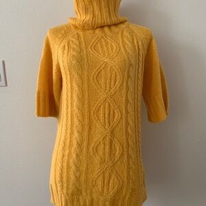 Yellow Cable Knit Turtleneck Sweater